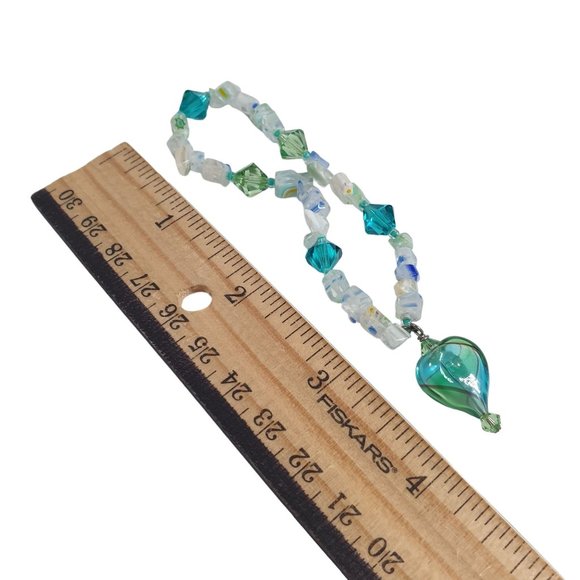 Swarovski Elements Handmade Artisan Glass Bracelet Womens Stretch Glass Heart - Picture 4 of 4